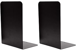 VONDERSO Bookends, Metal Non-Slip Art Book Ends Supports for Shelves, Decor Office Study Conference Room Library (Bookend (Bl