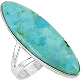 Turquoise Ring Sterling Silver 925 Genuine Gemstones Size 6 to 11