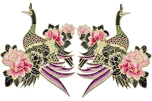 1 Pair Embroidery Crane Bird Style Patch Sew Iron On Badge Bag Clothes Fabric Patches Applique Diy Sewing Craft Lovely and at