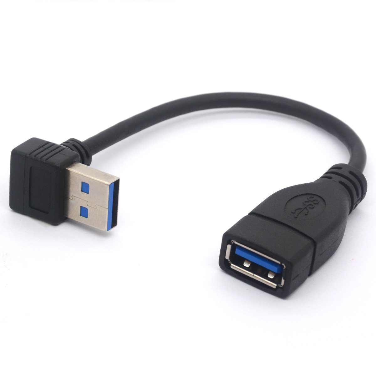 OpenII Short USB 3.0 Extension Cable, 90 Degree Up Angled USB Type A Male to Female Lead 5Gbps Speed Extender Cord - 15cm (Up)