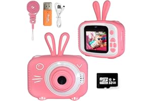Vasttron Kids Camera for Girls Boys 3-12 Years Old Selfie Children Camera Infant Toys Bunny 1080P HD Digital Video Camera for Toddler Christmas Easter Birthday Gifts with 32GB SD Card