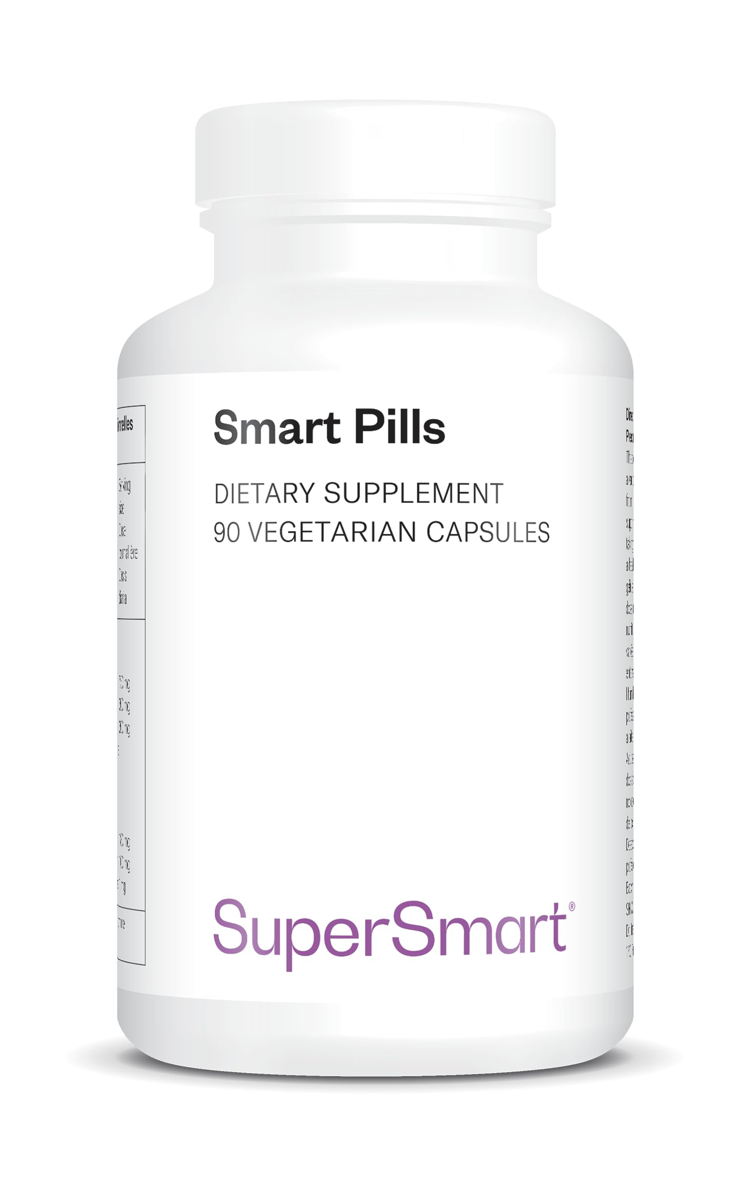 Supersmart - Smart Pills - with Bacopa Monnieri, Ginkgo biloba & L-theanine - Super Nootropics - Focus & Brain Boost Supplement - Caffeine Pills | Non-GMO & Gluten Free - 60 Vegetarian Capsules