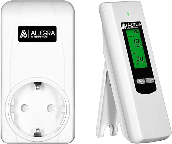 ALLEGRA Thermostat Steckdose Steckdosenthermostat Steckerthermostat Frostwchter Funkthermostat fr Infrarotheizung Heizlfter Heizung Klimaanlage Funk Temperaturregler mit Fernbedienung T21