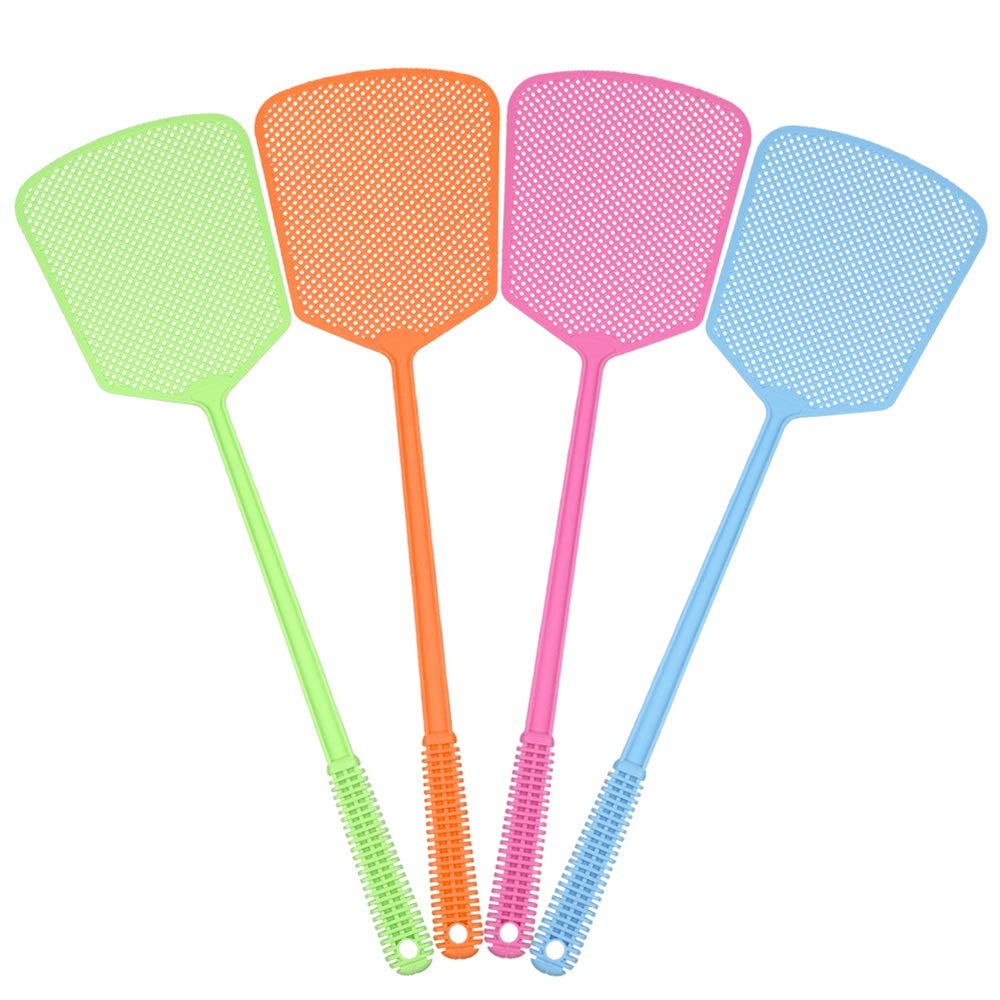 Fly Swatter, 4 Pack Fly Swat Insect Mosquito Wasp Pest Control with Strong Handle Heavy Duty, Multi Pack Plastic Manual fly Swatters