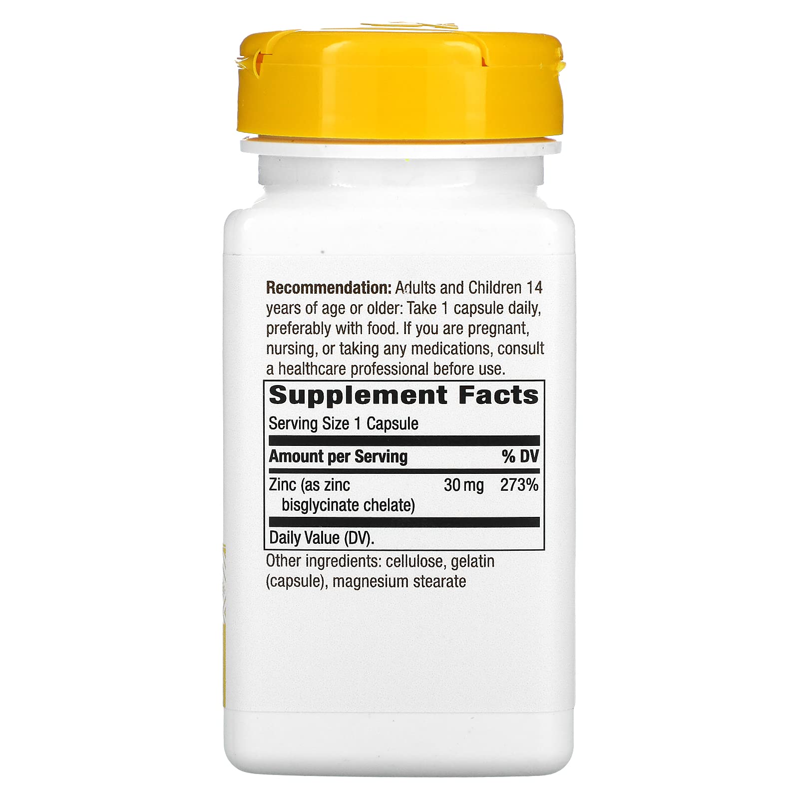 Askshy Nature's Way Zinc Chelate 30 Mg Potency Enhanced Absorption 100 Capsules, 100 Count