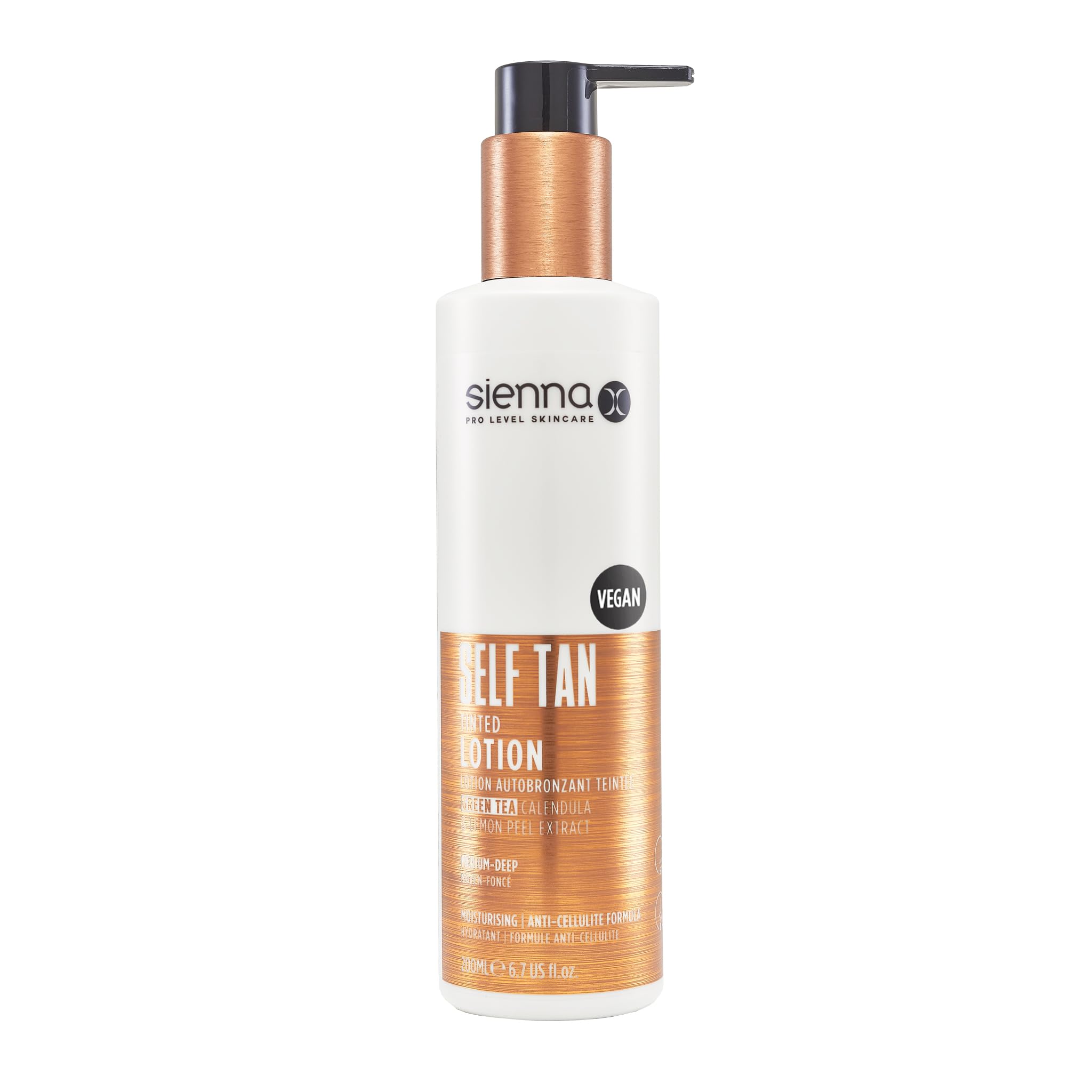 Sienna X Self Tan Tinted Lotion 200ml. Natural Streak Free Fake Tan Cream For Holiday Glow With Green Tea And Calendula. Long Lasting Formula For Face And Body.