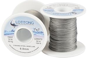 LANSEYU 50 Meters Fishing Steel Wire line 7x7 Strands 0.8mm 1.0mm Trace Coating Wire Leader Coating Jigging Wire Lead Fish Jigging Line Fishing Wire Stainless Steel Leader Wire