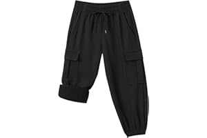 XIAOLONGREN Toddler Warm Skiing Snow Pants Baby Boys Girls Waterproof Cargo Hiking Pants Kids Fleece Lined Winter Sweatpants