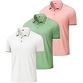 Alimens & Gentle 3 Pack Polo Shirts for Men Dry Fit Performance Short Sleeve Moisture Wicking Business Casual Golf Shirts