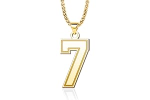 LuxglitterLin Jersey Football Number 0-99 Chain Necklace 18K Gold Plated Sport Number 25mm High Pendant Jewelry for Men Boy Sport Fans Christmas Cuban Chain