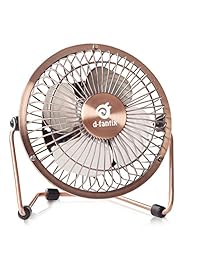 D-FantiX ventilador de mesa pequeño y silencioso para puertos USB, de metal antiguo y 4 pulgadas, para uso personal en el hogar y la oficina, Bronce