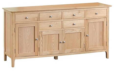 Norton Oak 2 Drawer 4 Door Large Sideboard In Lacquered Light Oak