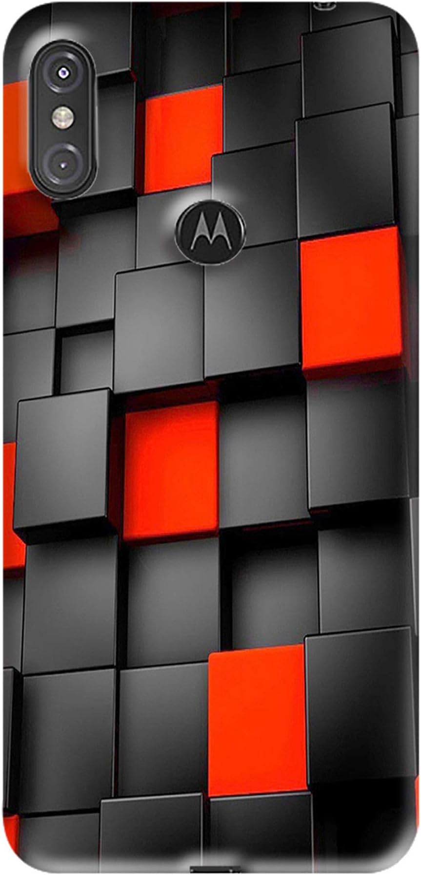 fasheen printed back case cover for moto one power, flexible soft silicone rubber tpu, print: 3d black - Black