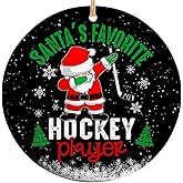 Sportyzen 2025 Christmas Ornament - Santa's Favorite Hockey Player Ceramic Ornament, Tree Decor Gifts for Hockey Player, Gift-Ready Keepsake for Hockey Enthusiasts, Family, Friends