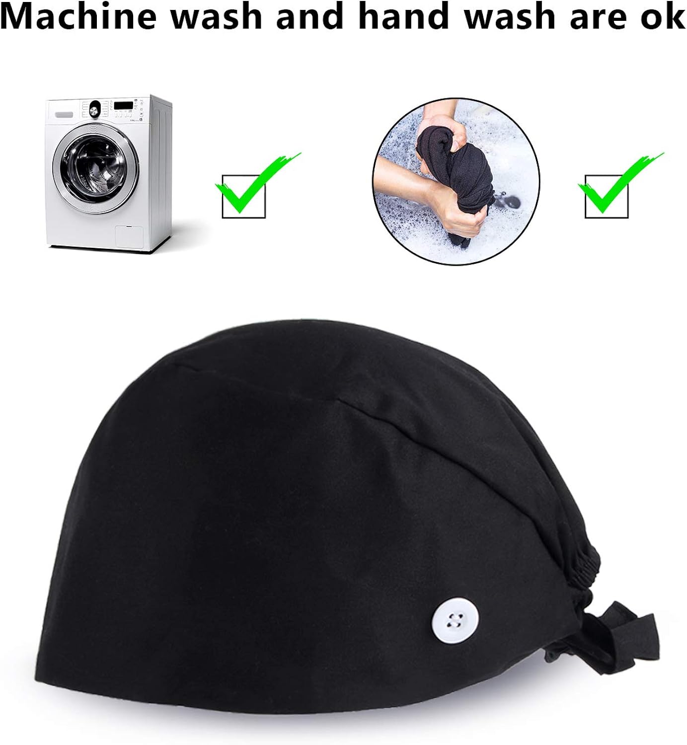 NOVWANG 2 Pcs Working Caps Love Embroidered Style Head Cover Hats Adjustable Cotton Sweatband Caps (Black+Dark Blue): Clothing