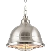 Kira Home Liberty 13" Modern Industrial Pendant Light + Metal Cage Shade, Adjustable Hanging Height, Brushed Nickel Finish