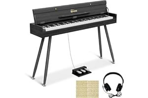 NOVATAGE 88 Key Digital Piano Keyboard for Beginners, Fully Weighted Wooden Electric Piano with Triple Pedal, Headphone, Supp