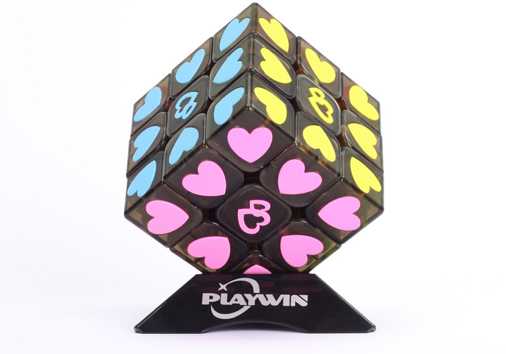 Playwin 3x3 Speed Cube Puzzle Without Stickers Sweet Love Magic Cube Romantic Magic (Black)