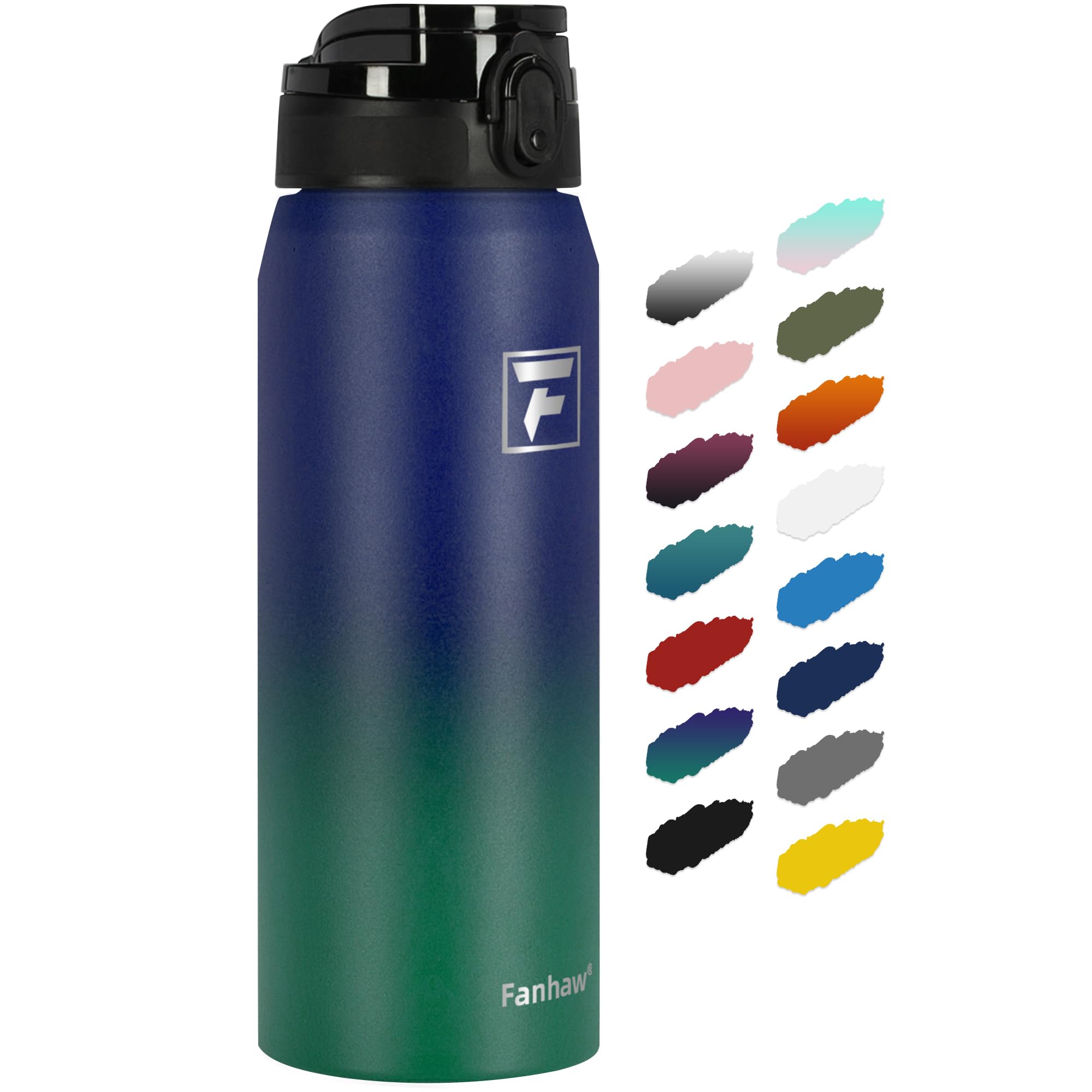 Fanhaw 750 ml Insulated Stainless Steel Water Bottle with 1 Lid (Chug Lid) - For Kids, Women, Men | Leak & Sweat Proof with Anti-Dust Lid (Purple Green)