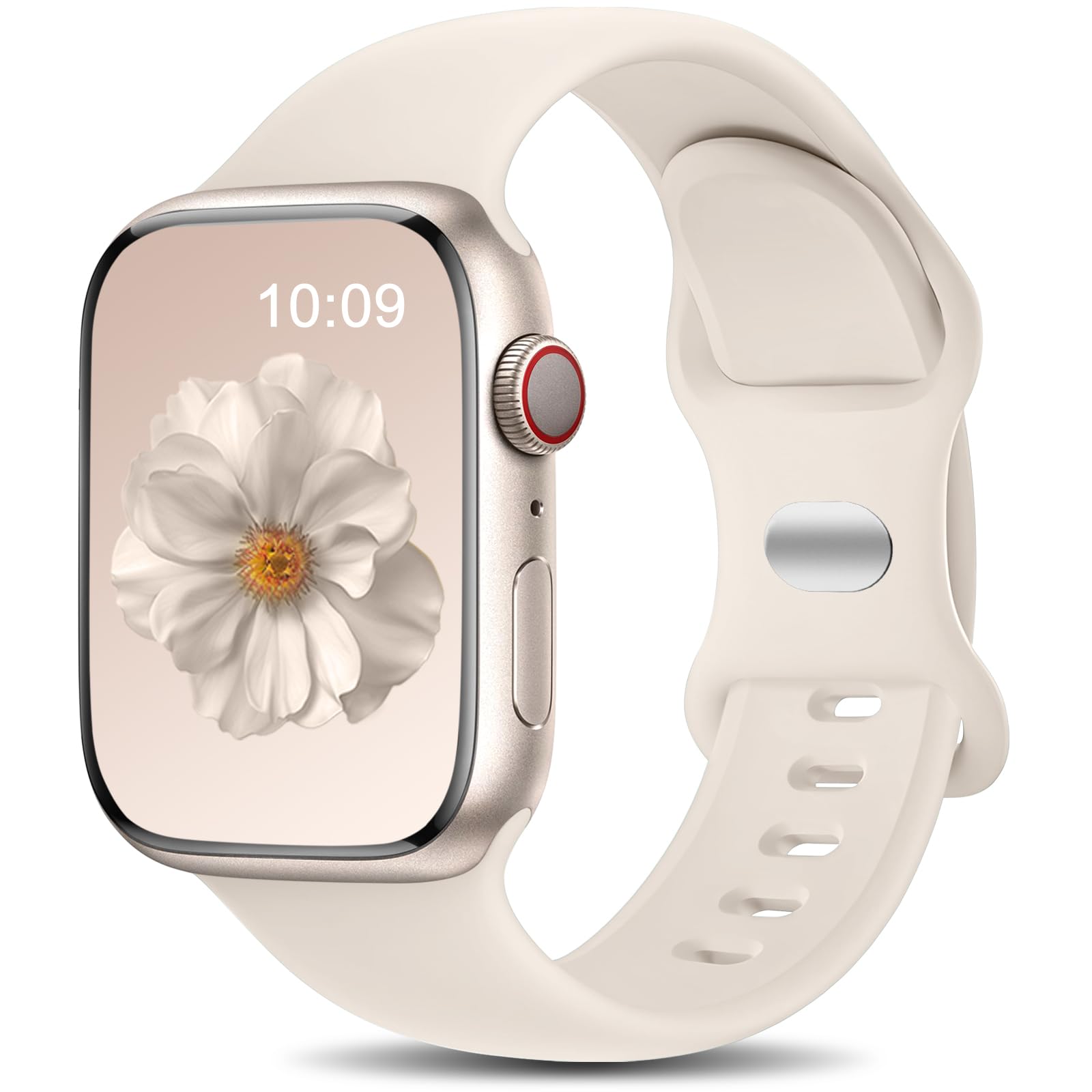 Charlam Compatible with Apple Watch Straps 44mm 45mm 46mm 42mm 49mm for Men Women, Sport Band Soft Silicone Replacement Strap for iWatch SE Series 11 10 9 8 7 6 5 4 3 2 1 SE 3, Starlight