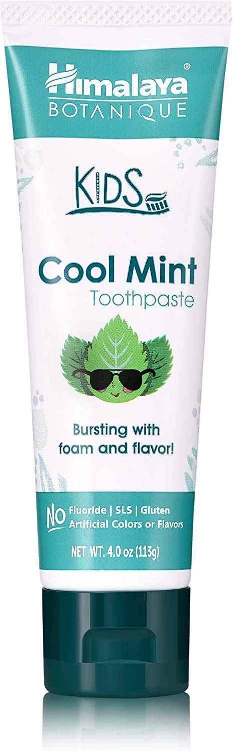 Hiamalaya Botanique Kids Toothpaste |Cool Mint Flavor|Reduces Plague Makes Teeth Stronger| Flouride Free, Vegan & Gluten Free- 80g