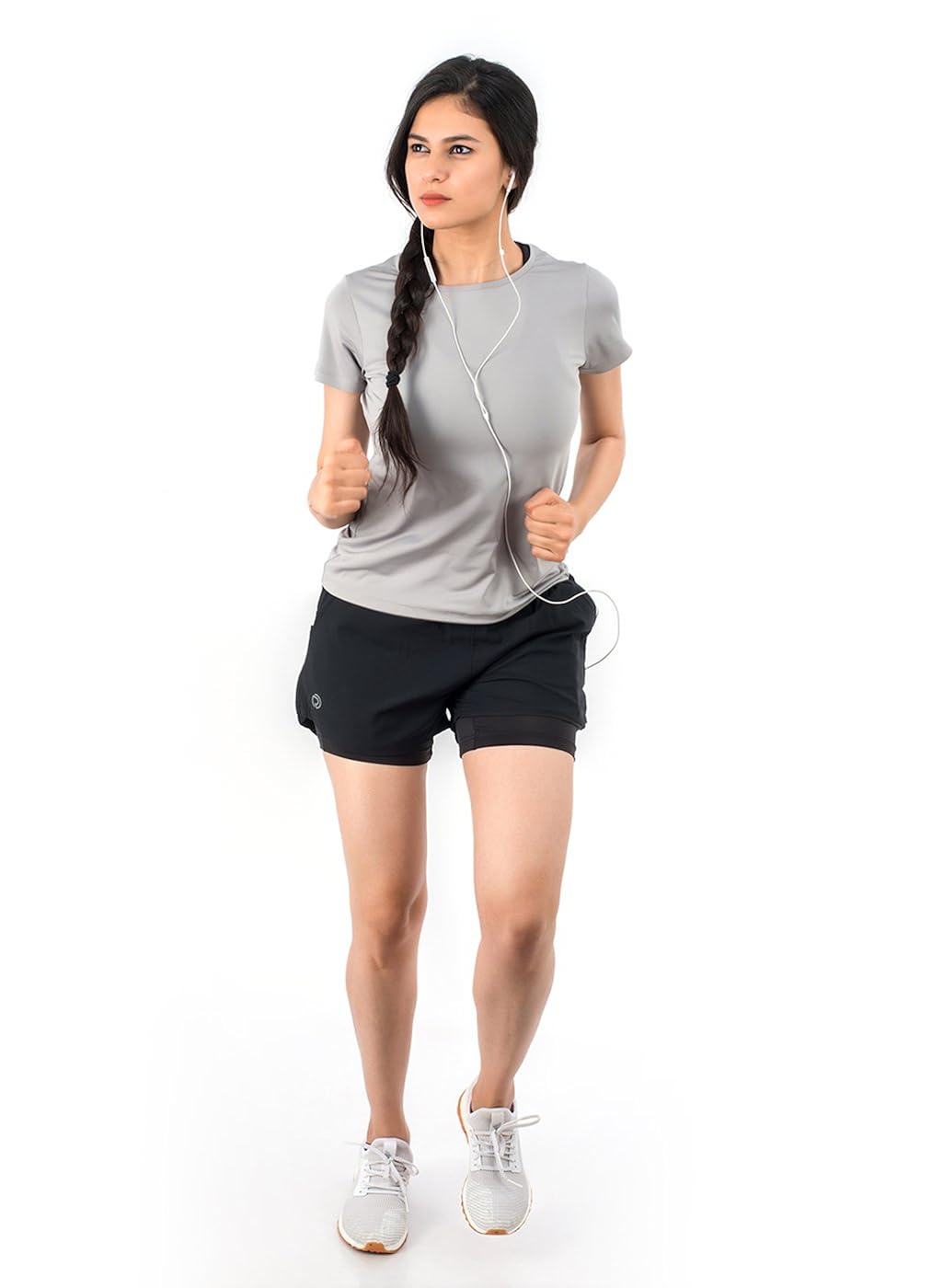 truerevo women&rsquo;s double layered running shorts with phone pocket