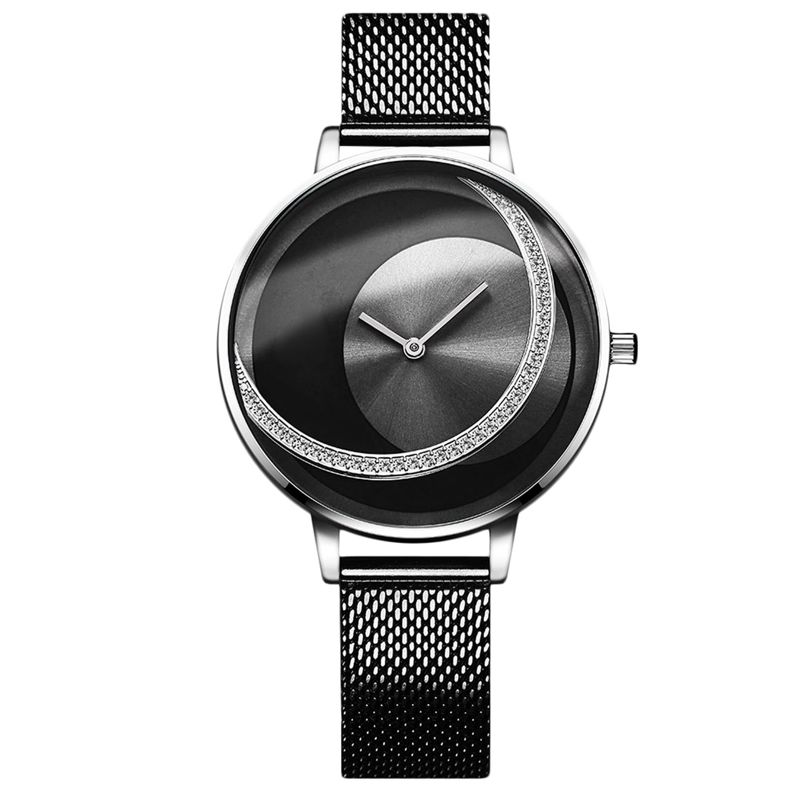 RORIOS Fashion Women Watches Analogue Quartz Watch Minimalism Diamond Dial Mesh Strap Simple Ladies Wristwatches