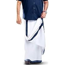 Dhoti En Coton Stylesindia - 1,8m - Blanc Avec Bordure Colorée - Vêtement Traditionnel Indien