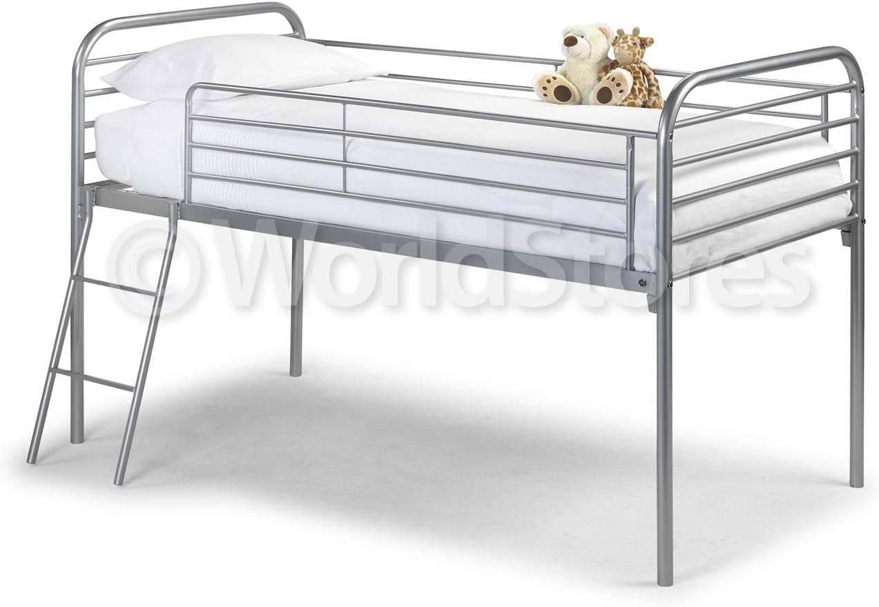 white metal mid sleeper bed