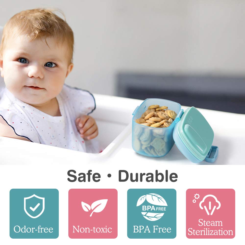 Zooawa Baby Formula Dispenser 300g, Portable Travel Milk Powder Formula Container Candy Fruit Snack Storage Container with Scoop and Leveller, On-The-Go, BPA Free, Transparent - Blue : Baby