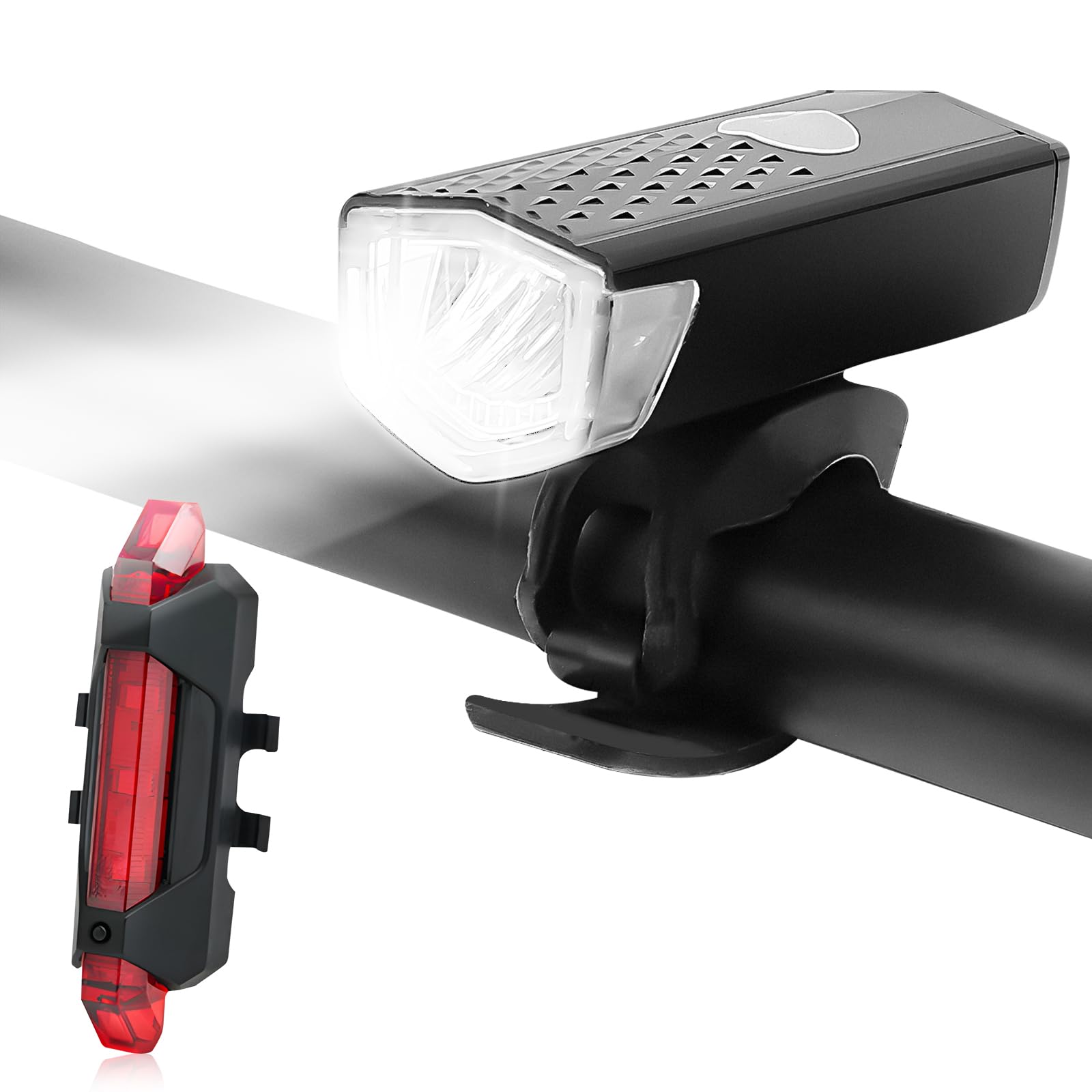 Rechargeable Bike Light, Super Bright Bike Lights, Waterproof LED Bicycle Lights with 3 Lighting Mode, Front Bike Light for Outdoor Cycling