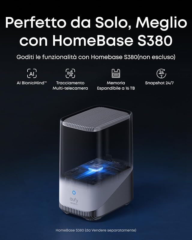 Anker eufy S4 2+1 Kit, Telecamera Esterna Bullet-PTZ a 3 Obiettivi, 4K