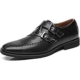 Ahico Men's Dress Shoes Monk Strap Classic Oxford Shoes Formal Business Wedding Loafers