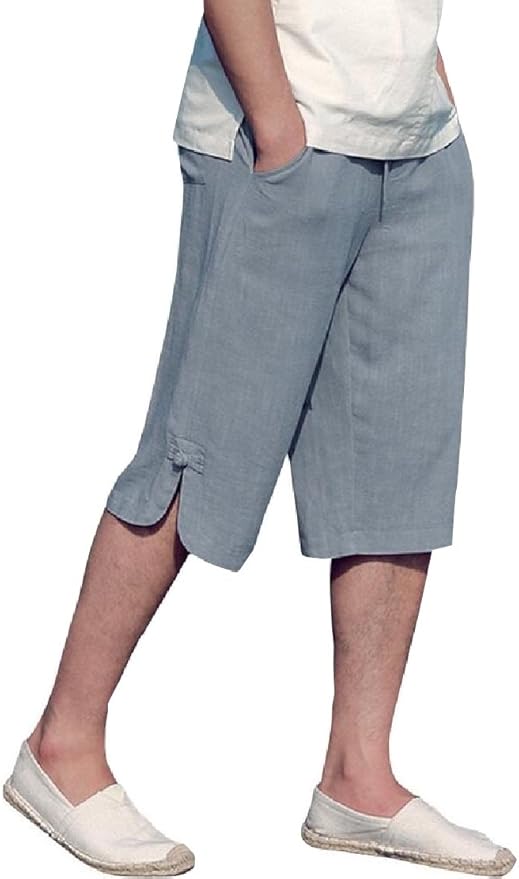 M&S&W Men's Linen Pants Elastic Waist Drawstring Capri Trousers at Amazon Menâs Clothing store