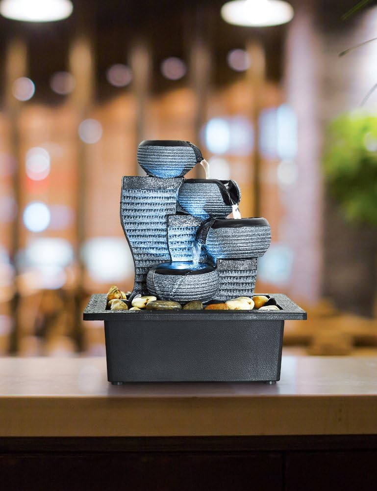 BBabe Desktop Waterfall Fountain Decor LED Illuminated Indoor Portable Waterfall Tabletop Fountains 10 1/5" High: Home & Kitchen