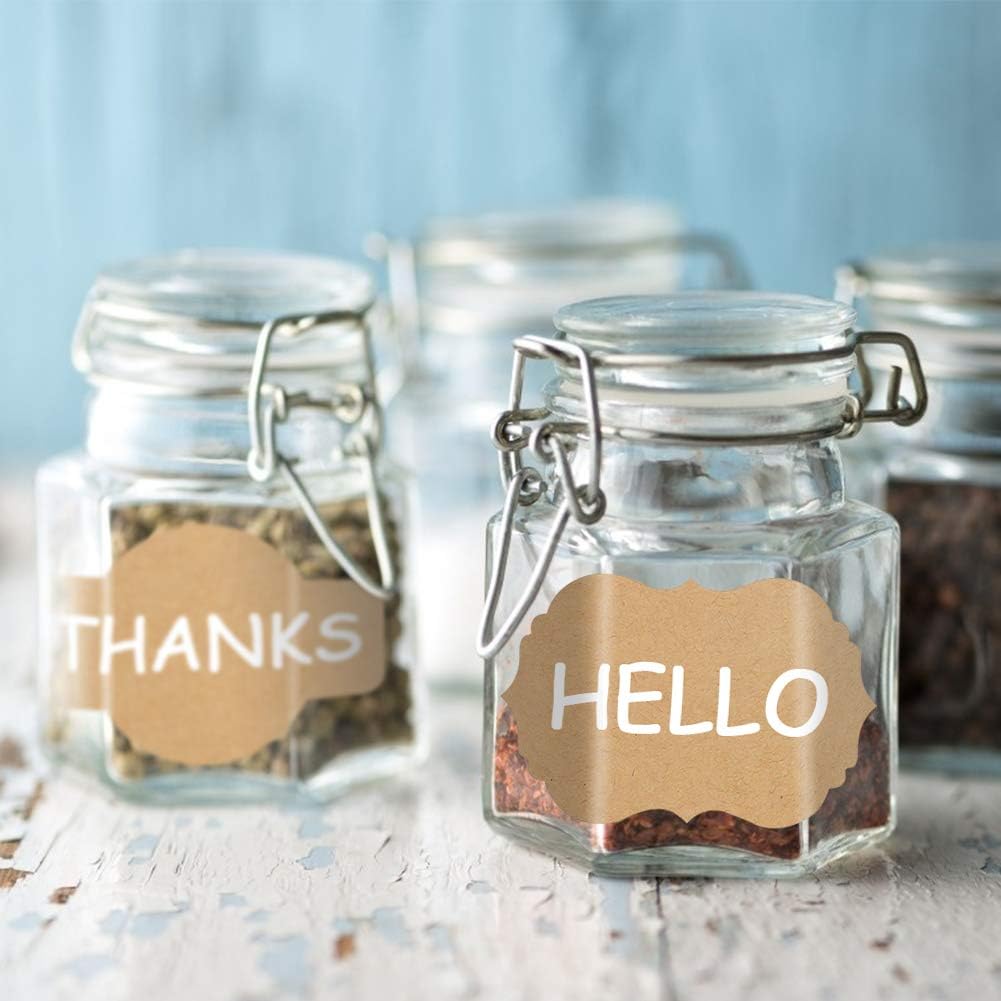 SallyFashion 200 PCS Kraft Paper Gift Tags Blank Label Stickers for Holiday Glass Bottle Present Supplies 3x2inches : Office Products