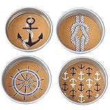 Mud Pie Anchor Mason Jar Coasters (Set of 4), Silver