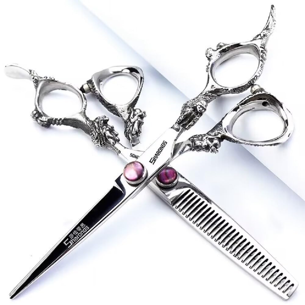 7/8-inch Personalized Scissors Salon Hairstyle Scissors Stainless Steel Hair Styling Tools (6 inch 2pc-A) — image 1