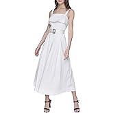 Karl Lagerfeld Womens Sleeveless Square Neck Midi Dress