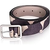 SUPVOX Cow Print Belt for Women - Adjustable Pu Leather Western Belt with Animal Print - Stylish and Versatile Fashion Accessory for Jeans and Casual Outfits