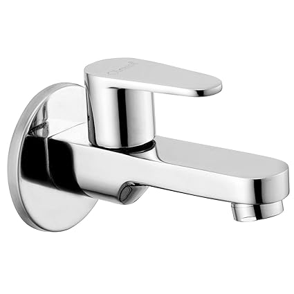 Oleanna Nova Brass Quarter Turn Fittings Long Body Bib Cock Taps For Bathroom (Chrome Finish)