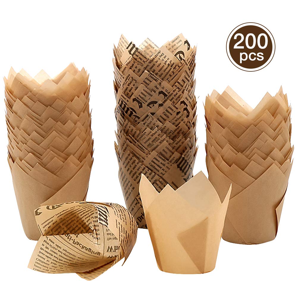 Moldes individuales para magdalenas Tulip 200 unidades Moldes de papel