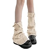SherryDC Womens Y2k Knit Leg Warmers Harajuku Japanese Long Boot Socks Kawaii Lolita Winter Leg Cover