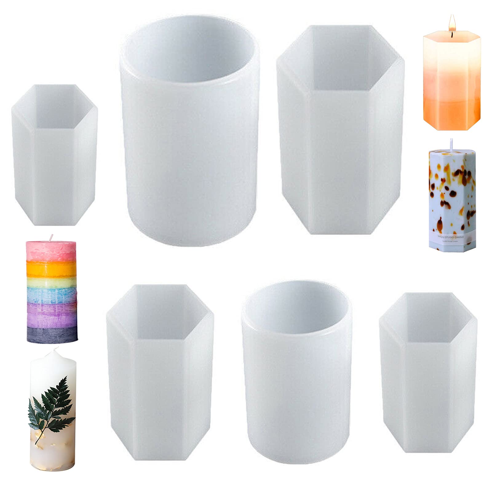 CDIYTOOL 6Pcs Silicone Pillar Candle Mould,Cylinder Candle Moulds - DIY Resin Casting Mold for DIY Wax Candles Soap Crafts