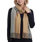 PFLife Wool Scarf 80''*27'' Women Cashmere Touch Scarf Gift Box Shawl Thick Oversized Scarves Wraps Tassels Double Side