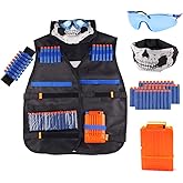 Wowang Tactical Vest Kit for Nerf Guns N-Strike Elite Series with Refill Darts,Reload Clips, FaceTube Mask, Hand Wrist Bands and Protective Glasses,Nerf Vest Toys for Boys & Girls