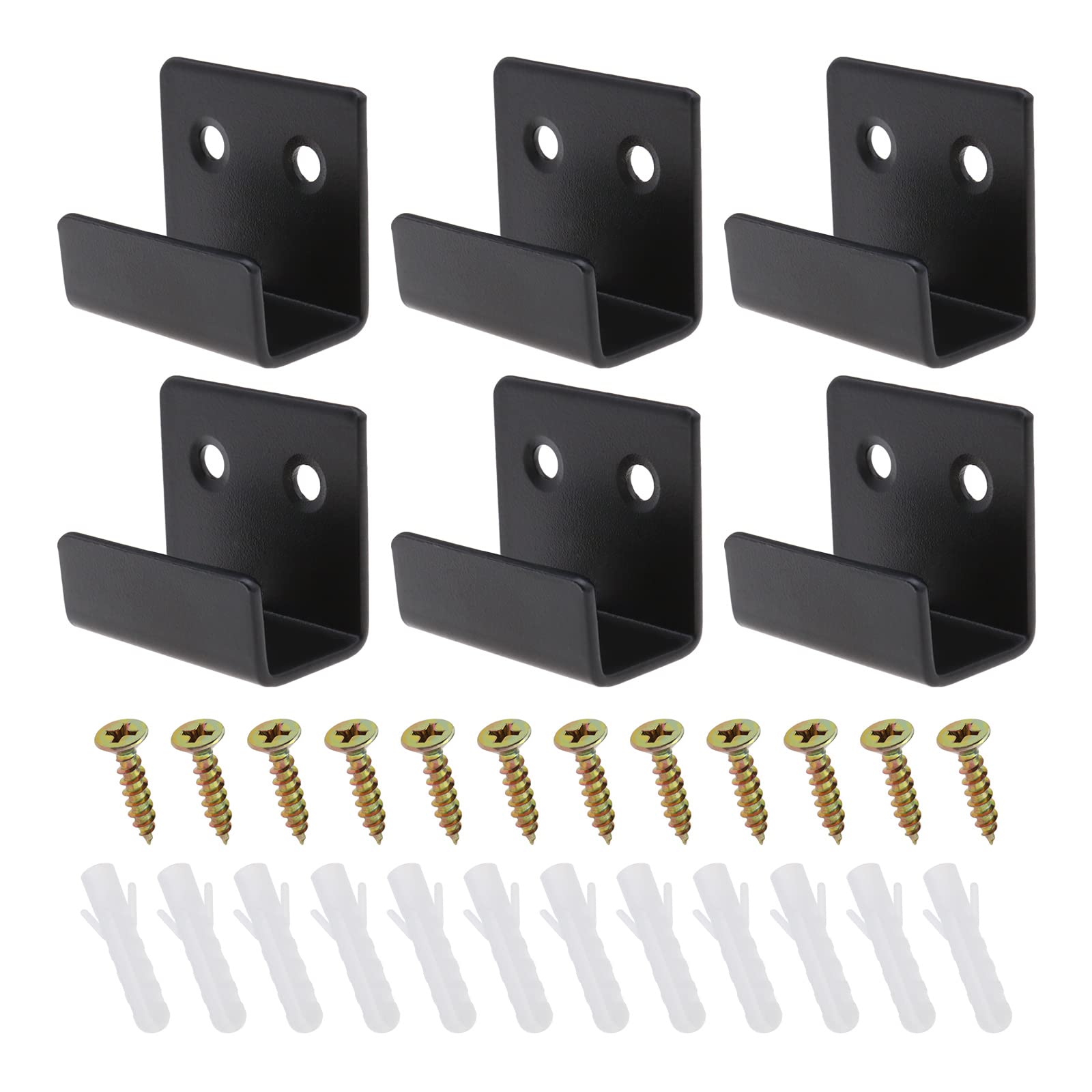 eMagTech 20PCS Ceramic Tile Display Bracket Stainless Steel Wall Mount Heavy Duty Hook Board Holder for Hanging Picture Mirror 20mm Groove Inner Width Black
