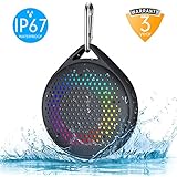 Shower Speaker - AVWOO IP67 Waterproof Bluetooth Speaker, Portable Bluetooth Speaker with Enhanced Bass and Built-in Mic, Mini Bluetooth Speaker with Compact Size for Home Outdoor Travel (Black)