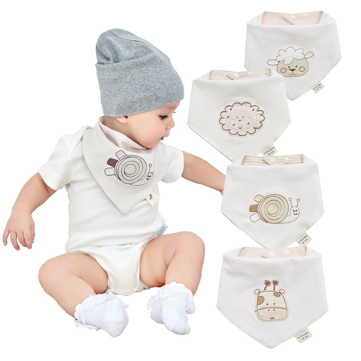 Organic Baby Dribble Bibs and Baby Bandana Bibs for Boys and Girls 4 Pack