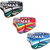 JOCKMAIL 3PCS/Pack Men Briefs Underwear Cotton Mens Rainbow Stripe Underwear Briefs Comfortable Underpants